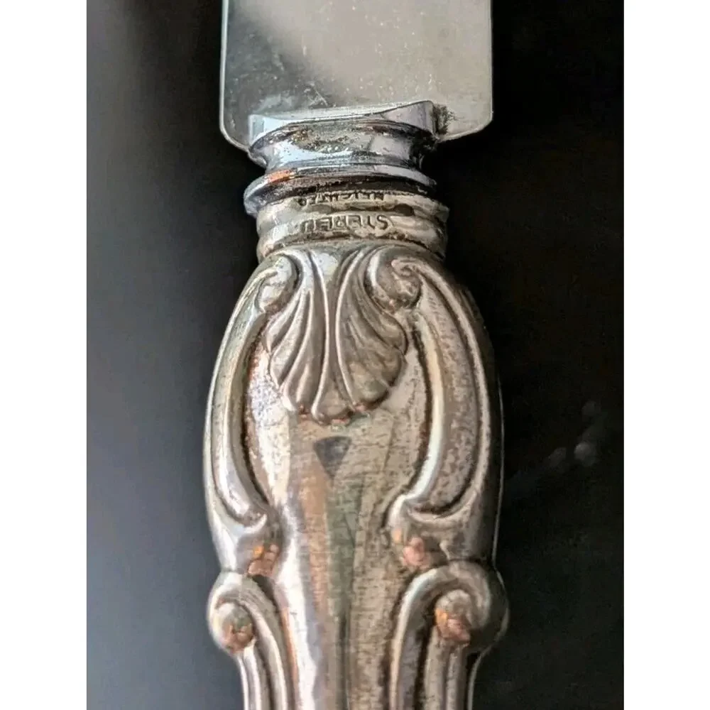 Sheffield French Provincial Sterling Silver Weighted Meat Carving Set Knife Fork